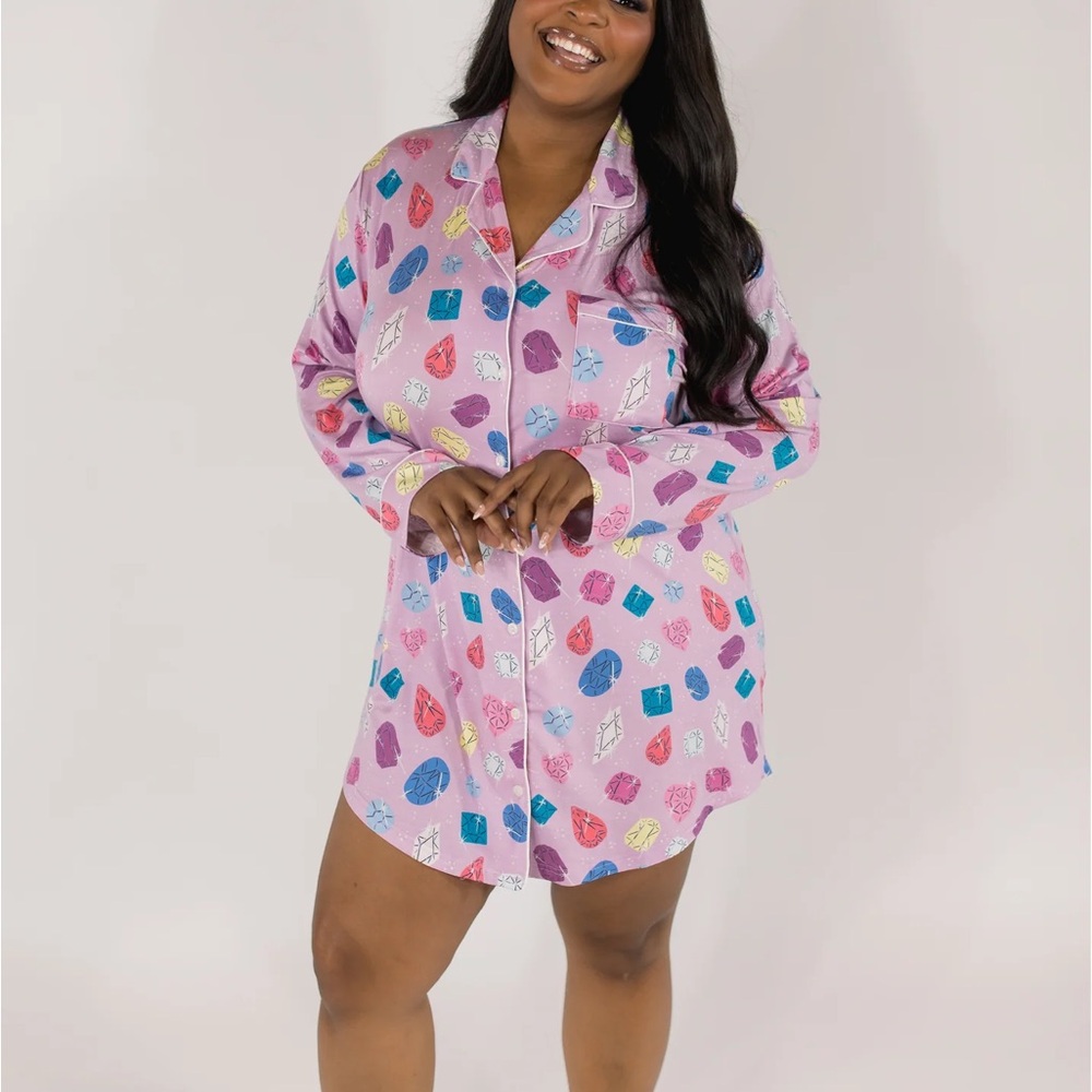 Sundays Pink Gem Print Women's Pajama Shirt